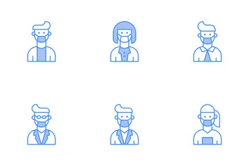 Avatars With Medical Masks Icon Pack