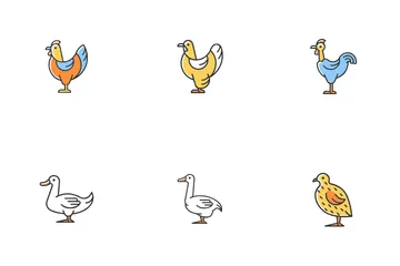 Aves de fazenda para aves Pacote de Ícones