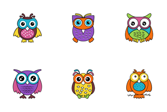 Baby Owl Cartoon Vector Icons Icon Pack