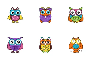 Baby Owl Cartoon Vector Icons Icon Pack
