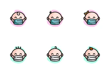 Baby Wear Medical Mask Icon Pack