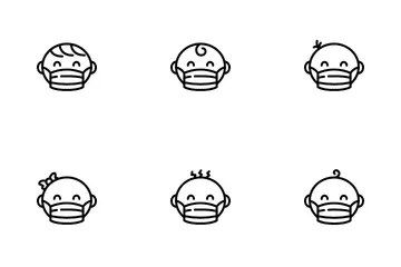 Baby Wear Medical Mask Icon Pack
