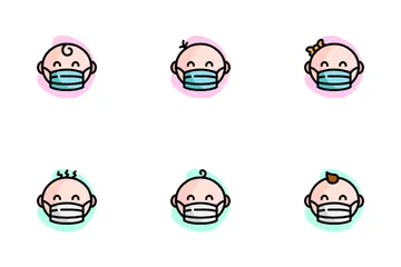 Baby Wear Medical Mask Icon Pack