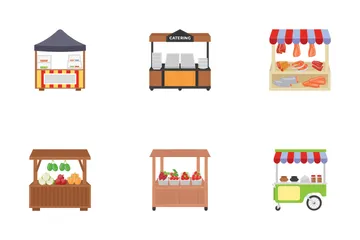 Bancarelle di cibo di strada Icon Pack