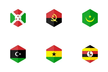 Bandera del hexágono de África Paquete de Iconos