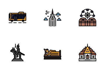 Bangkok Symbols And Landmarks Icon Pack