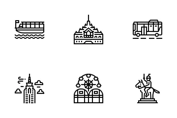 Bangkok Symbols And Landmarks Icon Pack