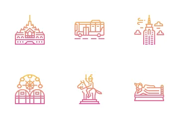 Bangkok Symbols And Landmarks Icon Pack