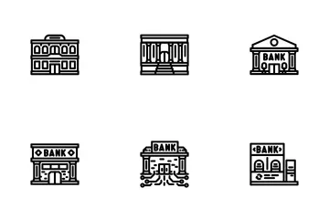 Bank Building Business Finance Icon Pack