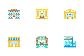 Bank Building Business Finance Icon Pack