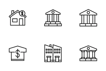 Bank Building Icon Pack