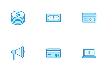 Bank Blue Line Icon Pack