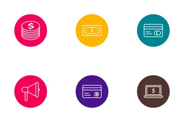 Banking Outline Circle Icon Pack