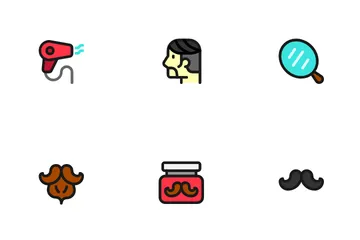 Barbearia e cabeleireiro Icon Pack