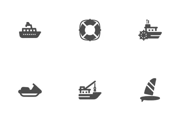 Barco y barco Paquete de Iconos