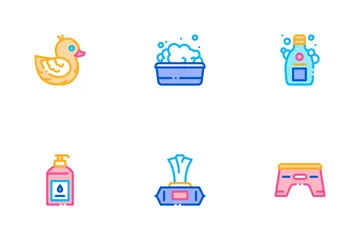 Bathing Baby Tool Icon Pack