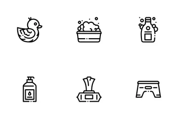 Bathing Baby Tool Icon Pack