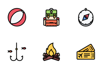 Beach & Camping Colored Icon Pack