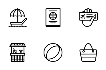 Beach & Camping Outline Icon Pack