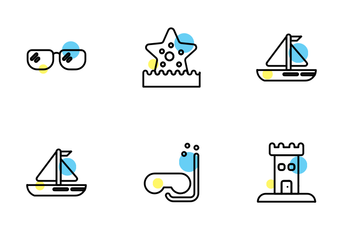 Beach Yellow And Blue Design Icon Pack