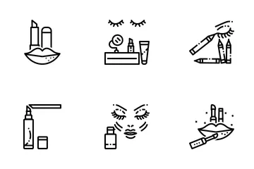 Beauty & Cosmetics 1 Line Icon Pack