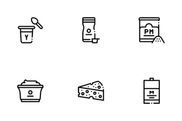 Bebidas e alimentos lácteos Pacote de Ícones