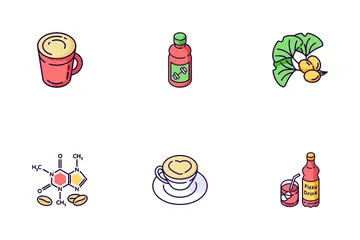 Bebidas energéticas y cafeína Paquete de Iconos