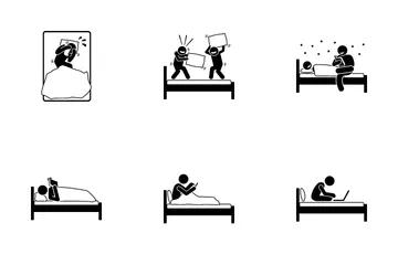 Bed People Action Icon Pack