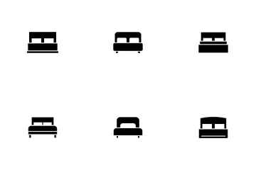 베개가 있는 침대 아이콘 팩
