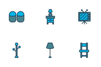 Bedroom Icon Filled Outline Icon Pack
