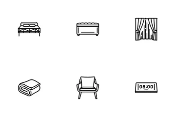 Bedroom Room Interior Bed Icon Pack