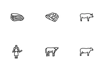 Beef Meat Nutrition Production Icon Pack