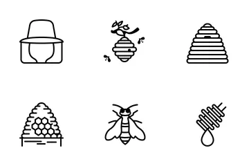 Beekeeping At Garden (outline) Icon Pack