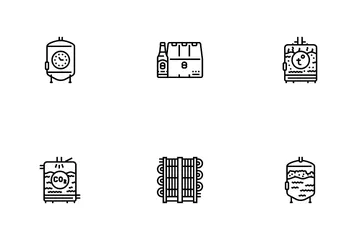 Beer Production Brewery Factory Icon Pack