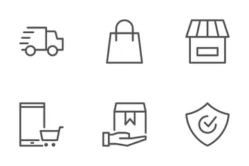 Benutzeroberfläche der Online-Shopping-App Symbolpack