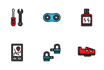 Bicycle Accessories Fill Outline Icon Pack