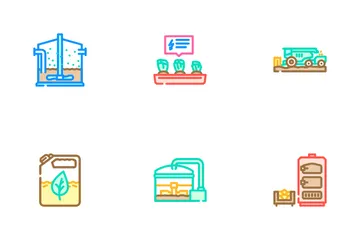 Planta de energía de biomasa verde Paquete de Iconos