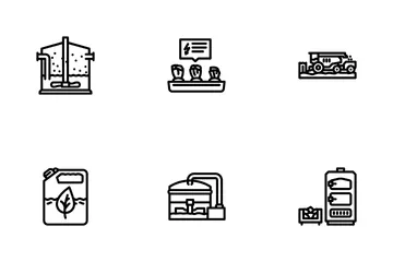 Usine d'énergie biomasse verte Pack d'Icônes