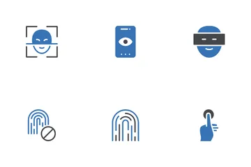 Biometric Authentication And QR Code Icon Pack