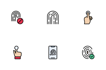 Biometric Authentication And QR Code Icon Pack