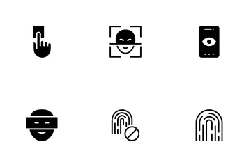 Biometric Authentication And QR Code Icon Pack