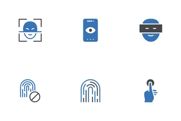 Biometrische Authentifizierung und QR-Code Symbolpack