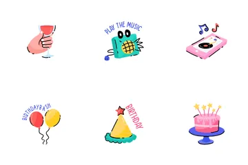 Birthday Party Stickers Icon Pack