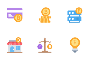 Bitcoin And Cryptocurrency Mining Icon Pack