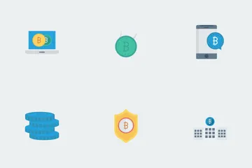 Bitcoin, Blockchain & Cryptocurrency Flat Vol 1 Icon Pack