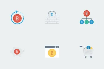 Bitcoin, Blockchain & Cryptocurrency Flat Vol 2 Icon Pack