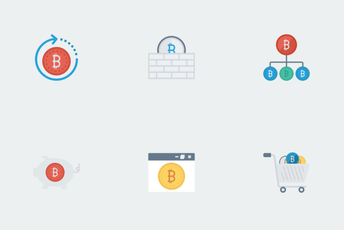 Bitcoin, Blockchain & Cryptocurrency Flat Vol 2 Icon Pack