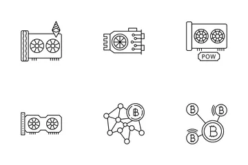 Bitcoin, Blockchain & Cryptocurrency Line Icon Pack