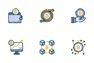 Bitcoin Cryptocurrency Filled Outline Icon Pack