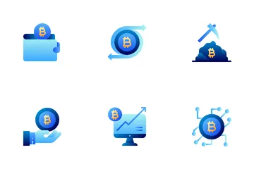 Bitcoin Cryptocurrency Flat Colors Icon Pack